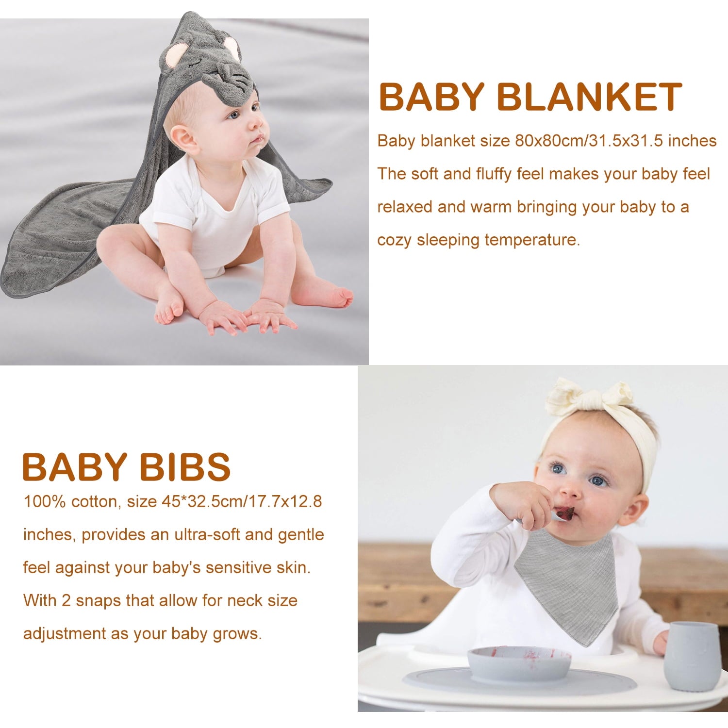 Nbpower 9Pcs Baby Shower Gifts for Boys Girls, Woven Baby Gift Basket Includes Baby Onesie Blanket Bibs Socks Rattle Rabbit Doll Milestone Greeting Card, Unique Baby Gift Set Essentials for Newborn