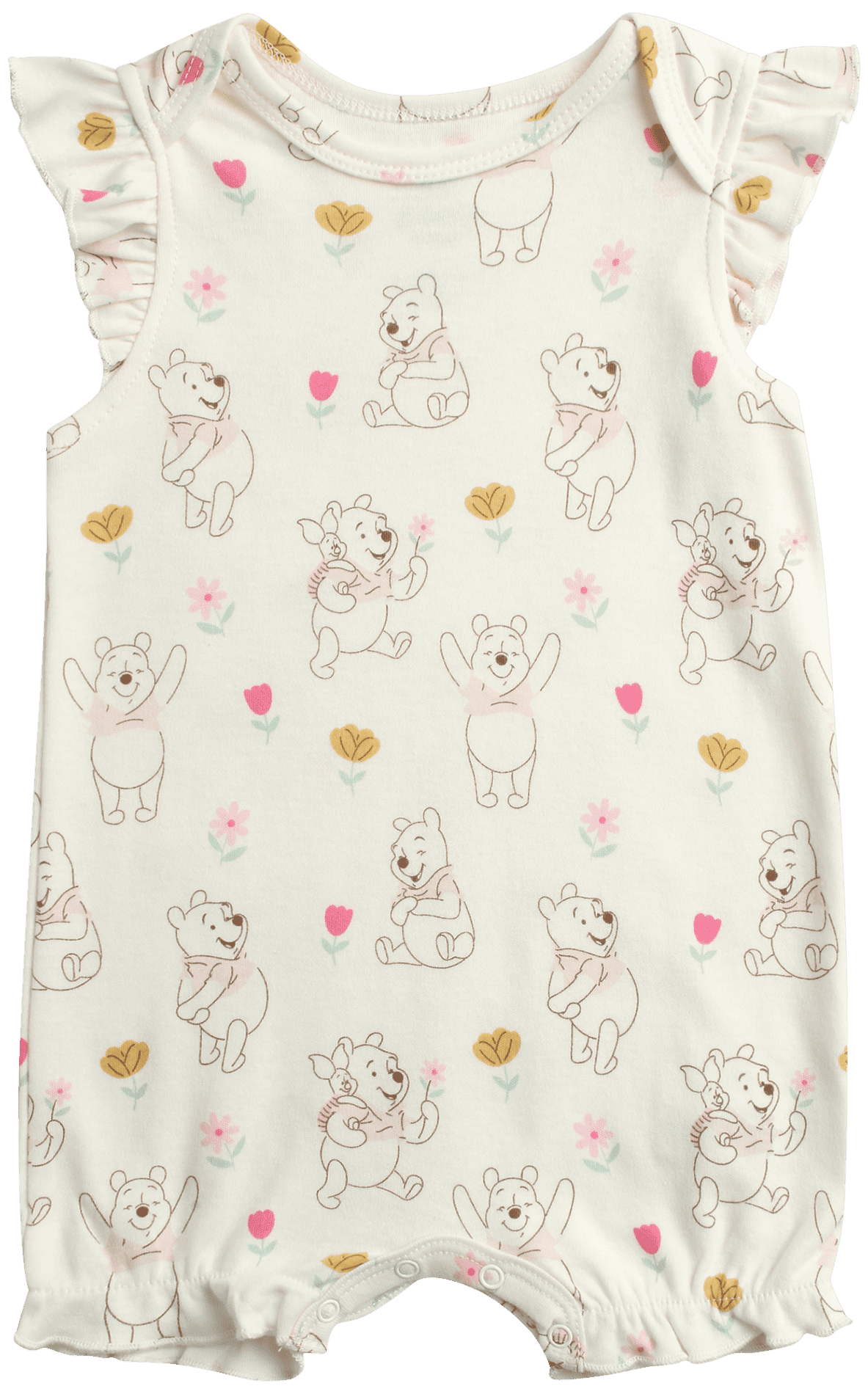 Disney Baby Girls Romper - 2 Pack Minnie Mouse Pooh Little Mermaid Short Sleeve Bodysuit (Newborn/Infant)