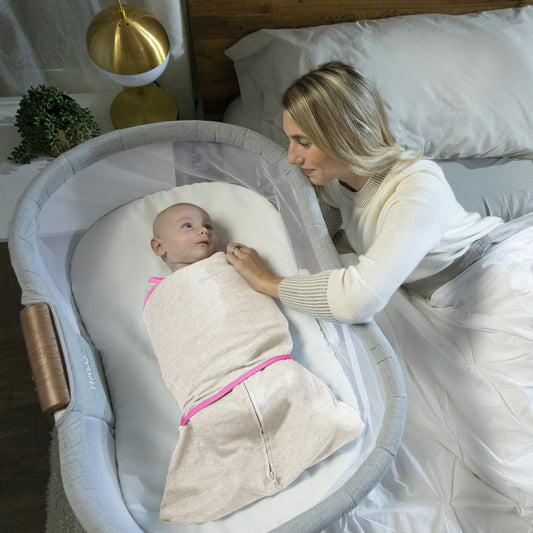 HALO Oatmeal and Pink Cotton Sleepsack Swaddle 7.7 in Newborn