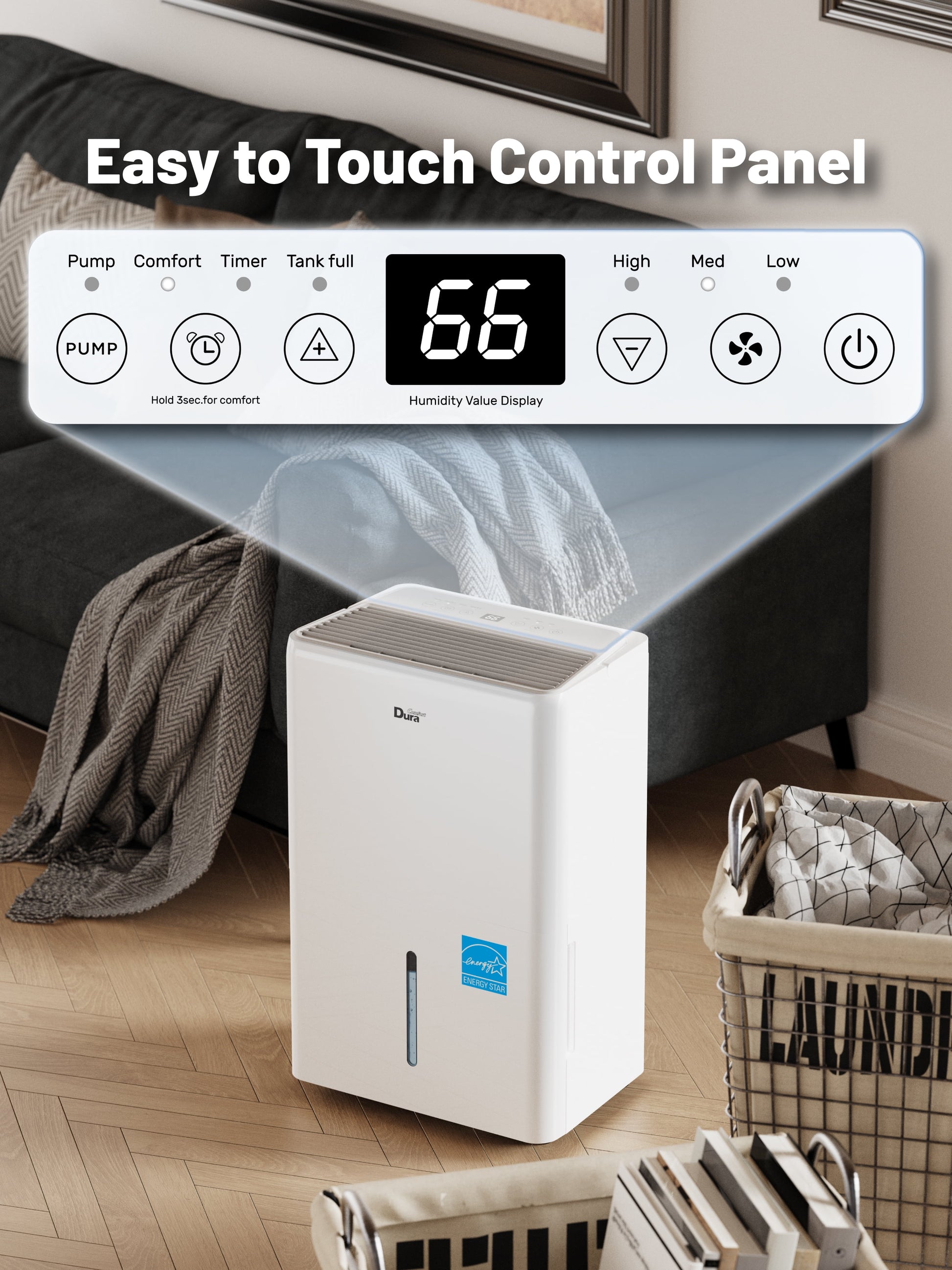 DuraComfort 115 Pints Dehumidifie for Basement with Pump, 4500 Sq.Ft Energy Star for Large Rooms, Powerful Humidity Control, Easy Drainage