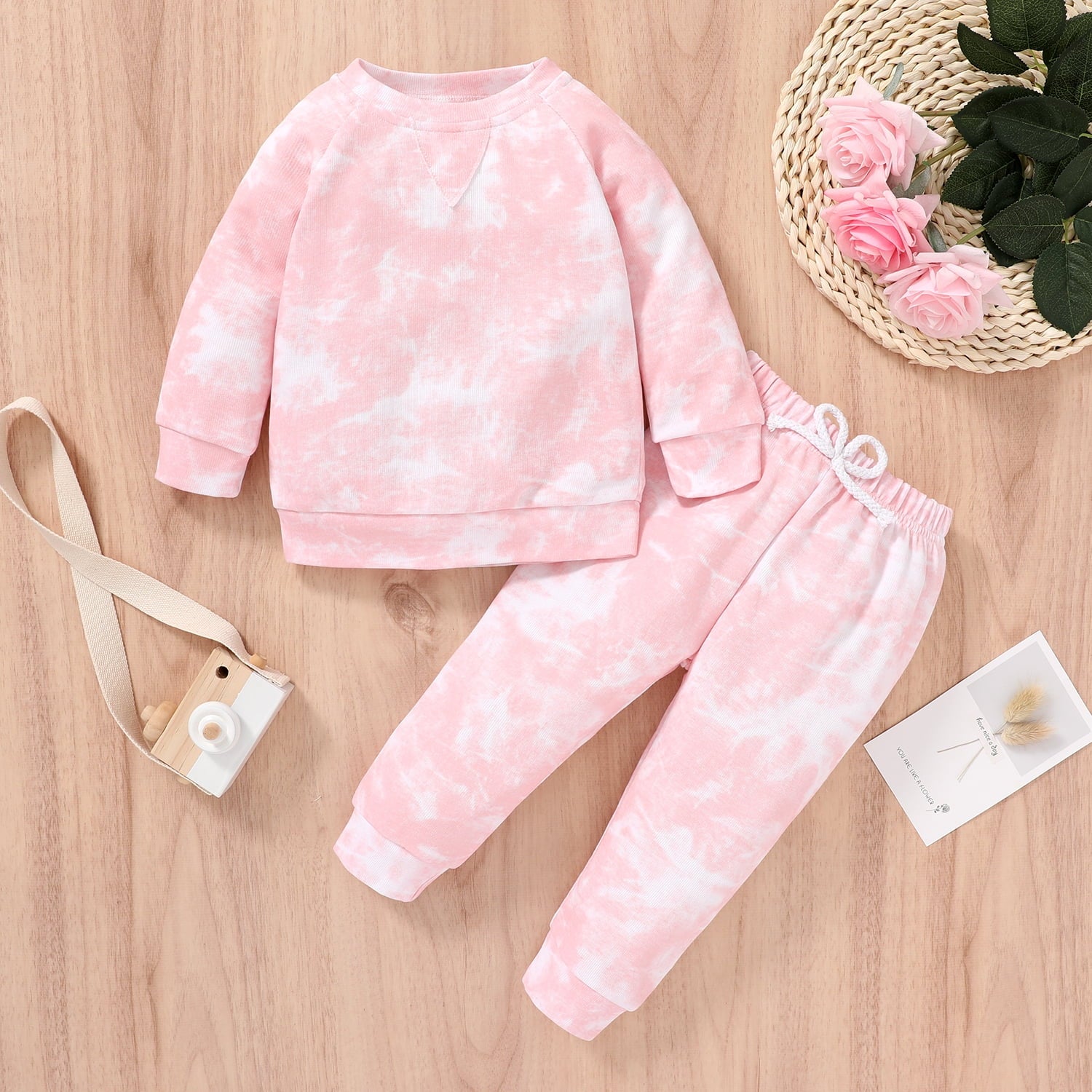 Younger Tree Toddler Baby Girl Sweatshirt Set Kid Fall Long Sleeve Tie Dye Clothes Outfits,Size 12 Months-5T