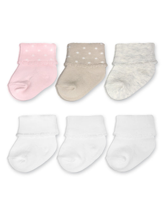 Carter's Child of Mine, Newborn Girl Folded Cuff Socks, 6 Pack, 0-6M