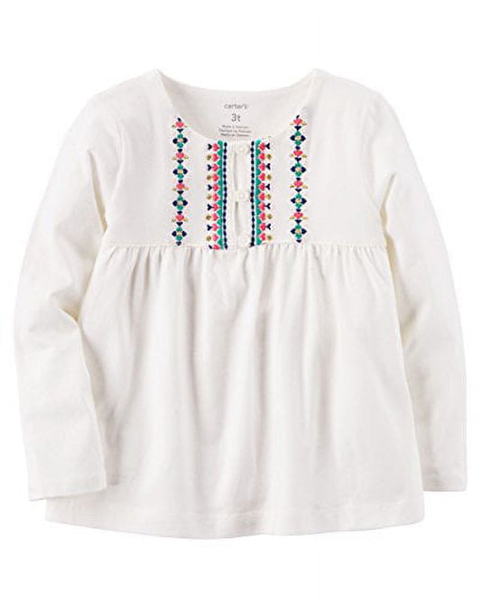 Carter's Girl's White Embroidered Baby Doll Top (3 Months)