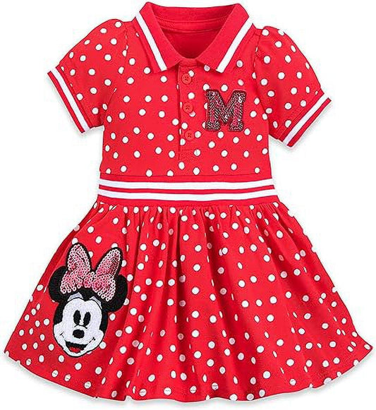 Disney Minnie Mouse Red Polka Dot Dress for Baby Size 0-3 Months Multi