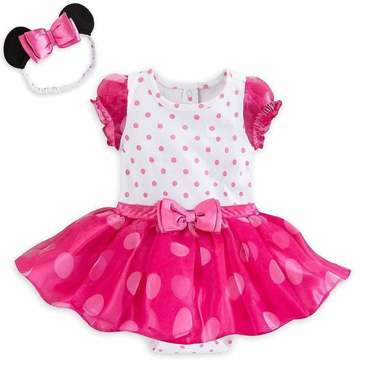 Disney Parks Minnie Mouse Baby Bodysuit with Headband Polka Dot Pink Size 3 6 Months