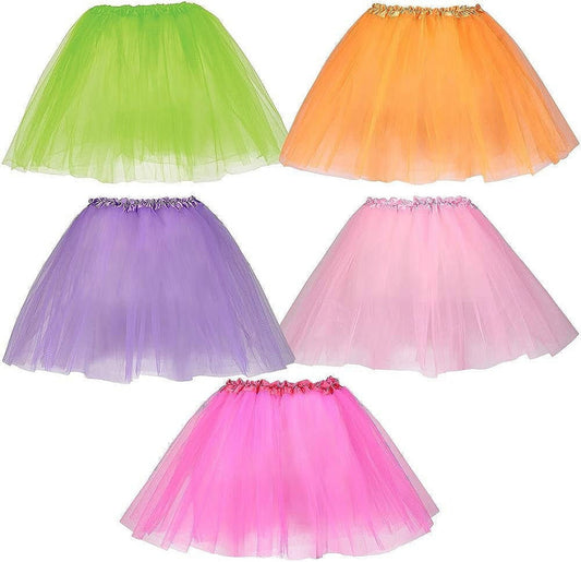 Dress Up America 15” Tutu Skirt Tulle Dress Ballerina Costume for Girls, 5-Pack