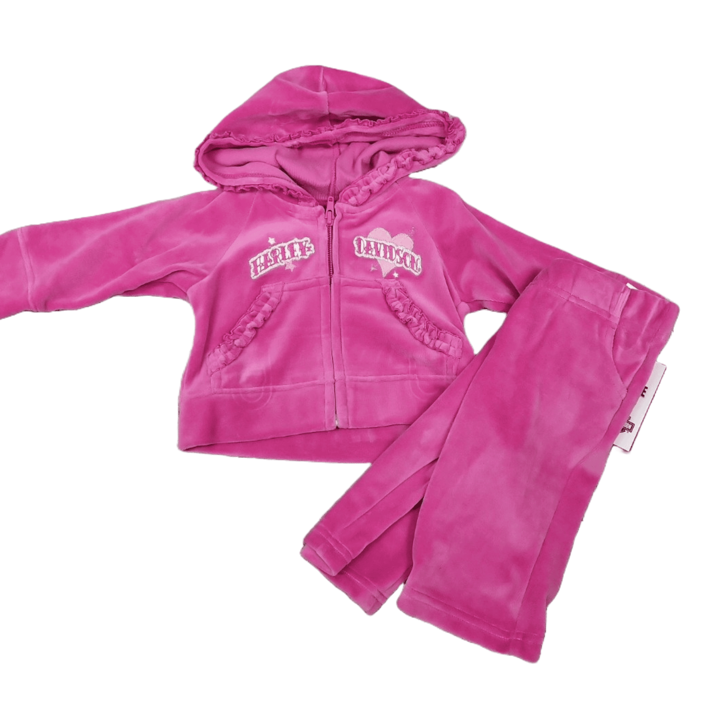 Harley-Davidson Infant Girl Pink Velour Activewear 2-Piece Outfit Set, 6-9 Months