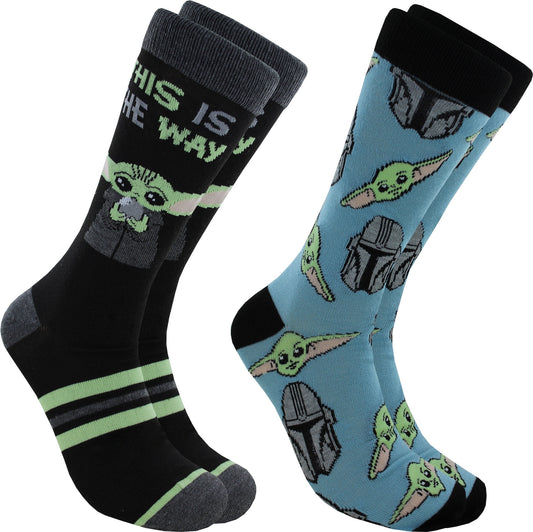 Hyp Star Wars Baby Yoda This is the Way Men's Crew Socks 2 Pair Shoe Size 6-12