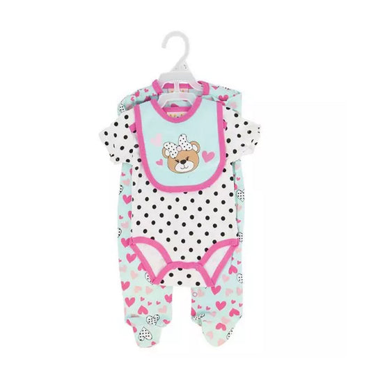 Infant 3 Piece Layette Set, Sweet & Soft Baby Romper Set