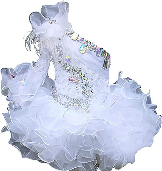 Jenniferwu G068 Infant Toddler Baby Newborn Little Girl's Pageant Party Birthday Dress white Size6-9Months