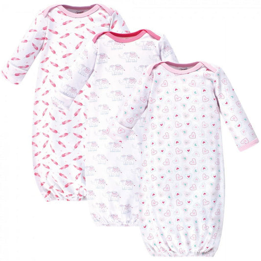 Luvable Friends Girl Cotton Gowns, Girl Elephant Hearts, Preemie/Newborn