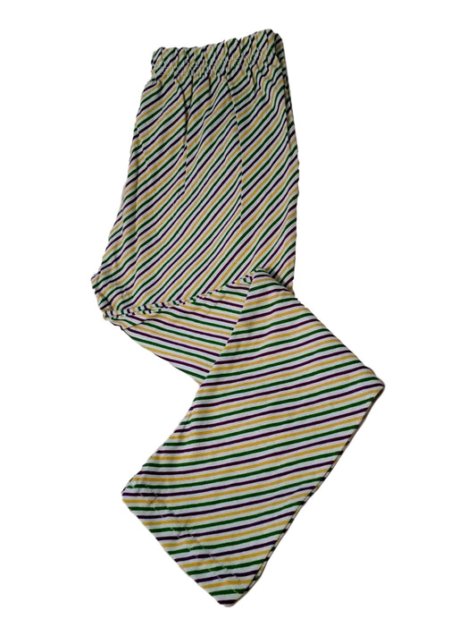 Mardi Gras Leggings 18 - 24 Mth Striped Purple Green Yellow White Soft Knit