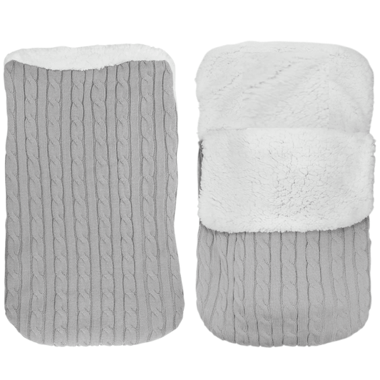 Mygeromon Newborn Swaddle Winter 0-3-6 Month Baby Wrap Blanket Warm Knit Sleeping Bag Fleece for Baby Boys Girls (Grey)