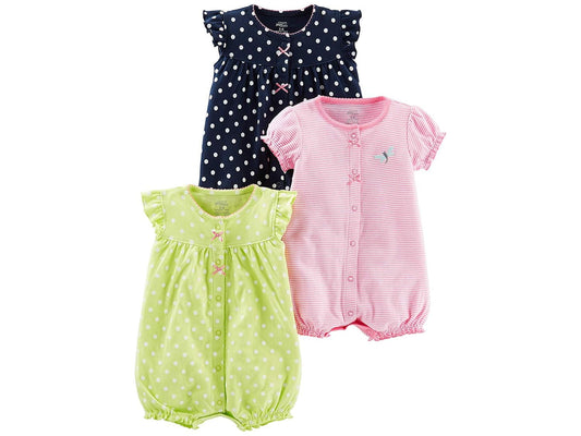 Simple Joys by Carter's Baby Girls' 3-Pack Snap-up, MultiColor, Size 6-9 Months