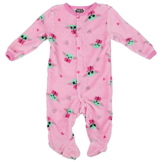 The Mandalorian Chibi Grogu Infant Footie Pajamas, Pink - 6-9 Months