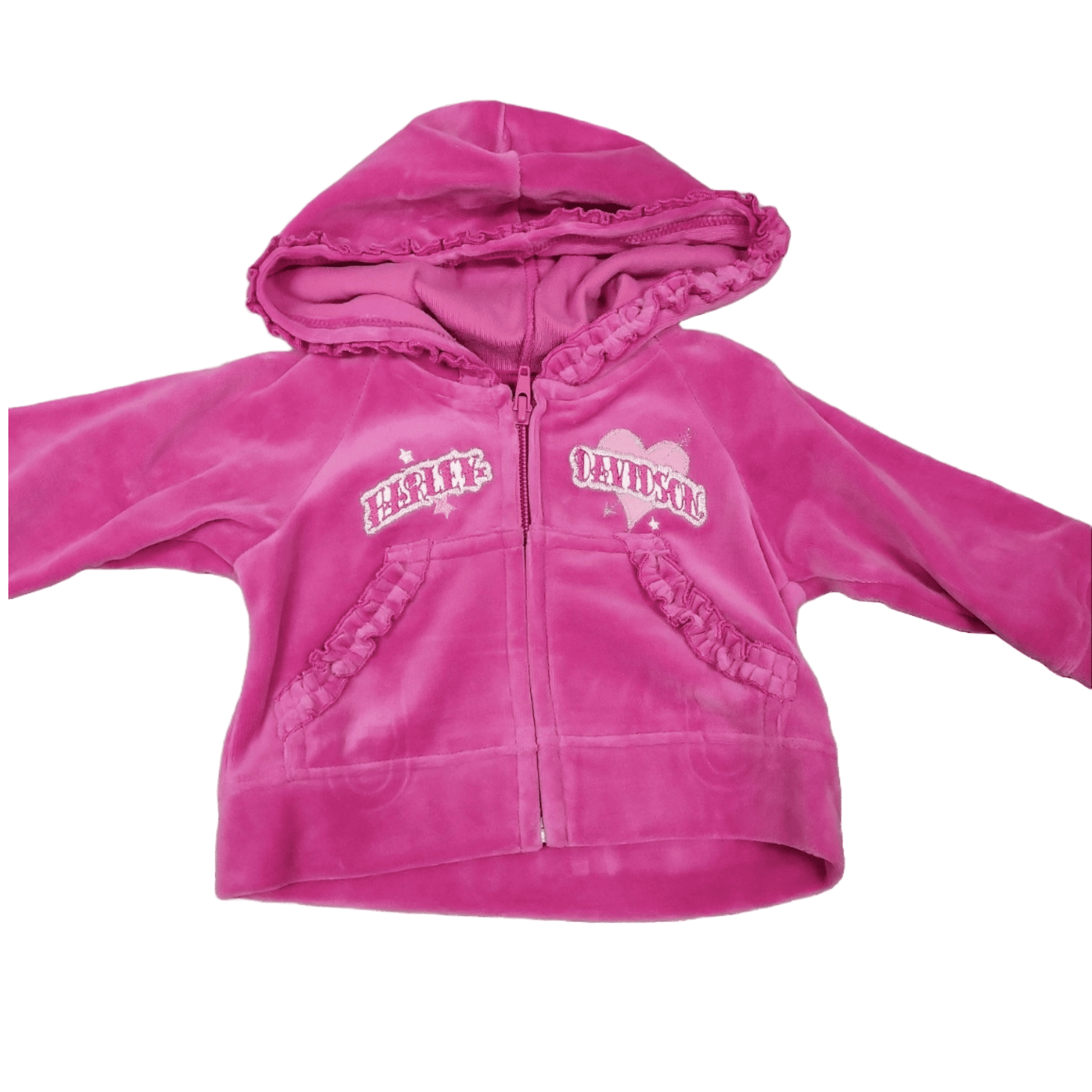 Harley-Davidson Infant Girl Pink Velour Activewear 2-Piece Outfit Set, 6-9 Months
