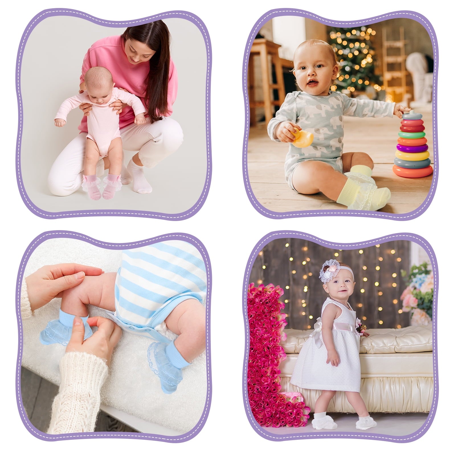 Qweryboo Toddler Ruffle Socks for Girls, Baby Frilly Lace Socks, Cute Princess Frilly Socks Lace Cotton Socks Infant Dress Socks for Newborn Infants Toddlers / 9 Pairs - 6-12 Months