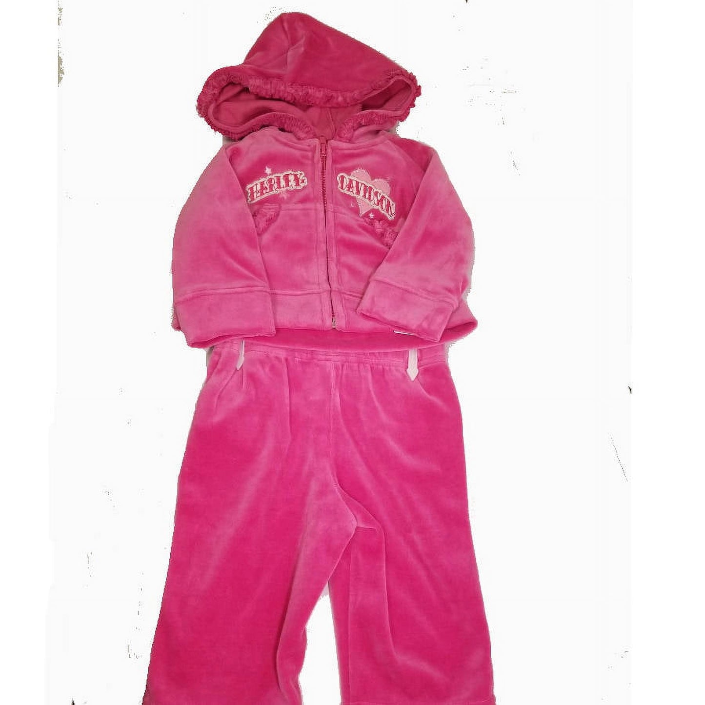 Harley-Davidson Infant Girl Pink Velour Activewear 2-Piece Outfit Set, 6-9 Months
