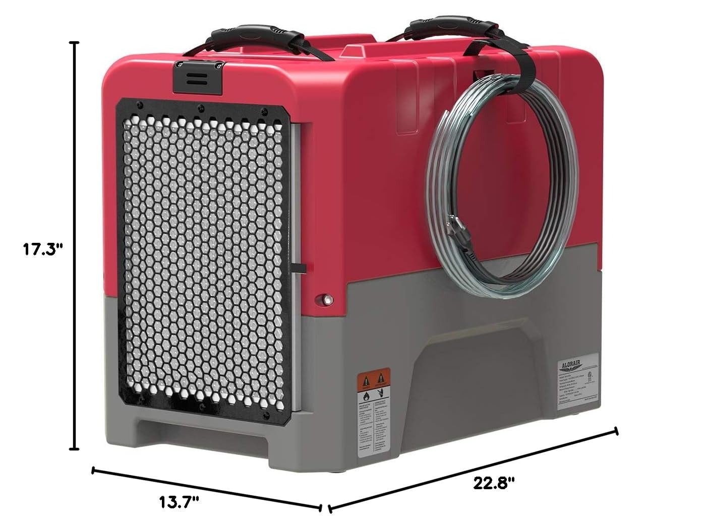 ALORAIR LGR Commercial Dehumidifier with Pump Drain Hose, 180 Pint Large Capacity Crawl Space Dehumidifier for Water Damage Restoration, Basements Warehouse & Job Sites, 5 Years Limited Warranty, Red