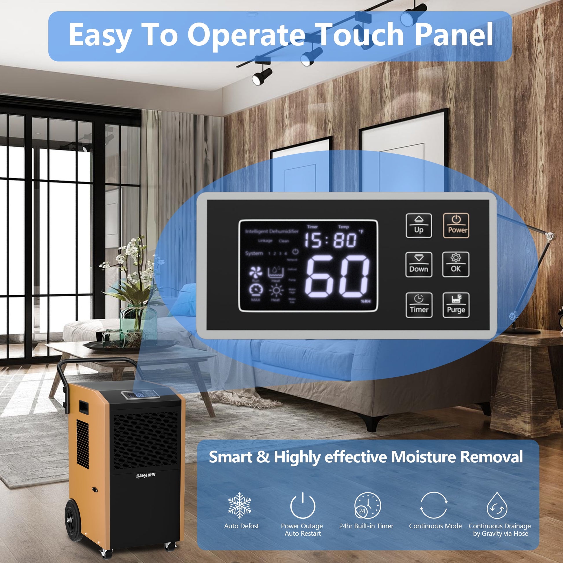 SAHAUHY 168 Pints Commercial Dehumidifier with Pump and Drain Hose for Basements Home and Large Spaces up to 7,200 Sq Ft