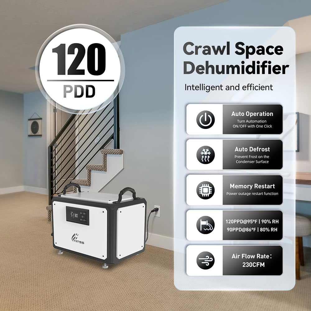 120 Pints  Commercial Dehumidifier with Drain Hose and Pump, Crawl Space Dehumidifier for Industrial, up to 5500 sq.ft