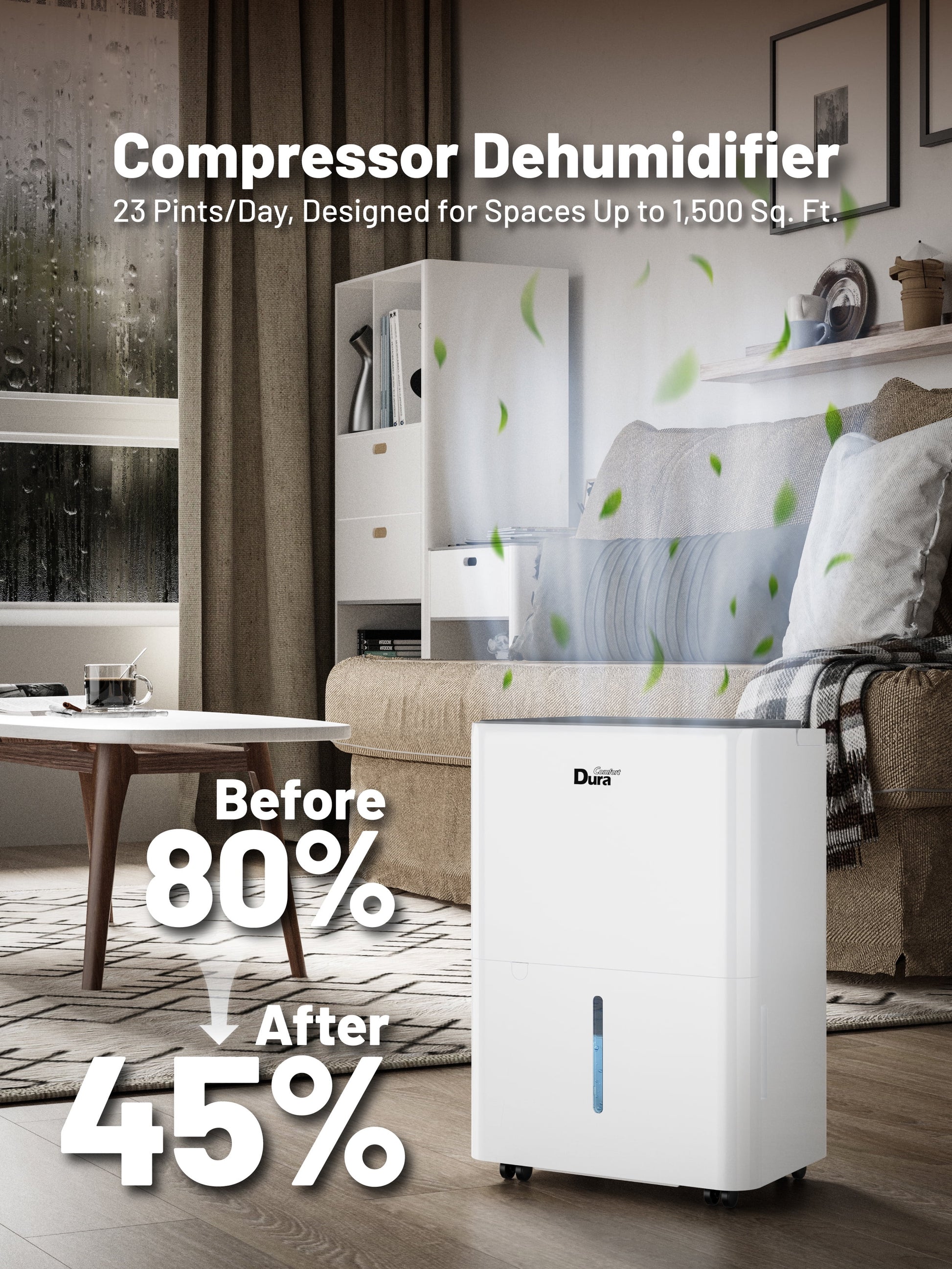 DuraComfort 22 Pint Dehumidifier for Basement and Home with Drain Hose, 22 Pints up to 1000 sq.ft, 24-Hour Timer