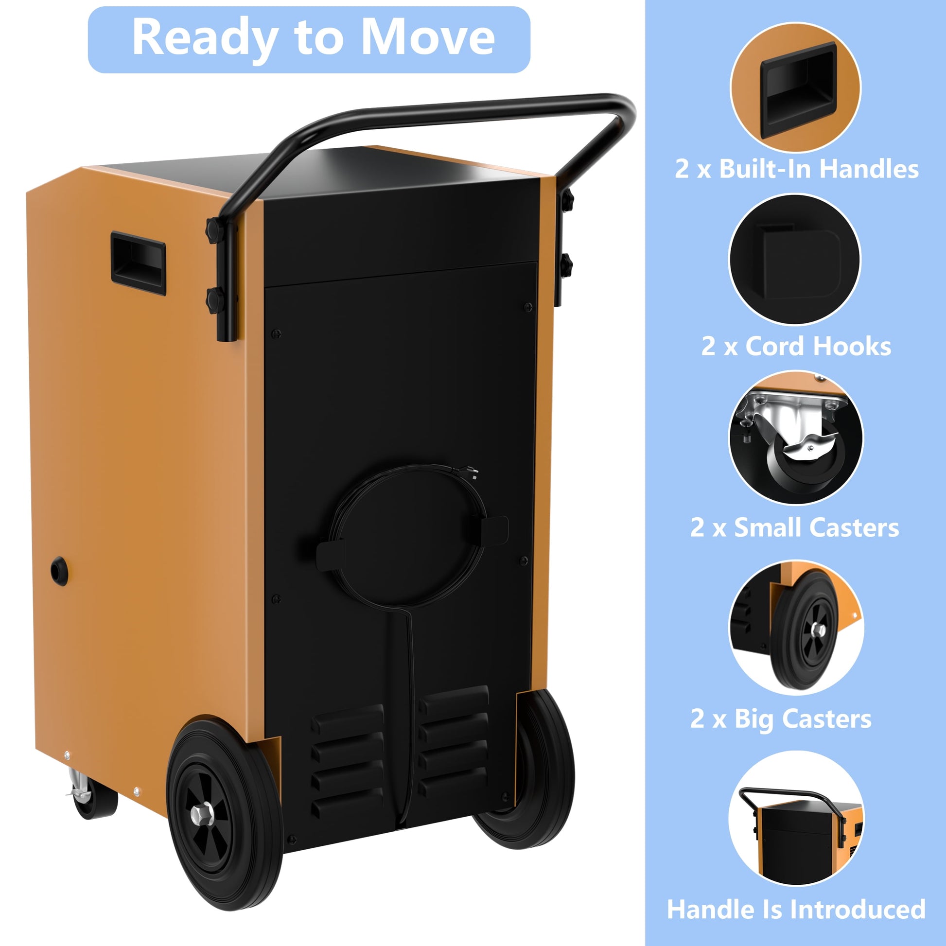 SAHAUHY 168 Pints Commercial Dehumidifier with Pump and Drain Hose for Basements Home and Large Spaces up to 7,200 Sq Ft